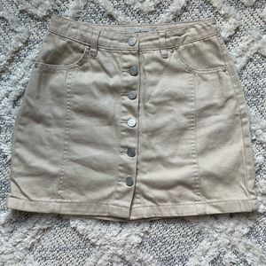 Refuge Khaki Beige Buttoned Short Mini Skirt with Pockets Size Extra Small XS